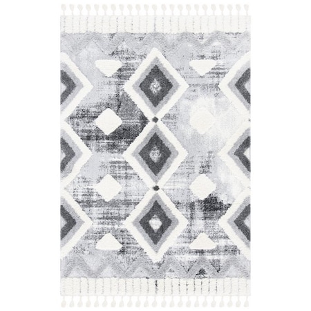 Safavieh 3 x 5 ft. Moroccan Tassel Shag Contemporary Rectangle Power Loomed Rug - Gray & Ivory MTS656F-3